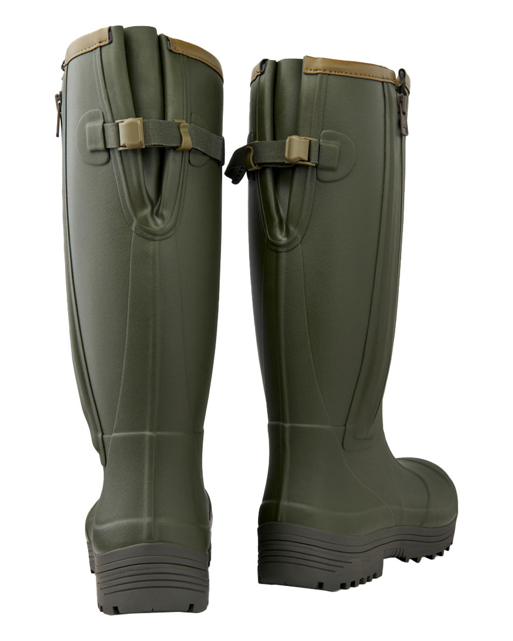 Dark Olive coloured Gateway1 Pheasant Game 18" 5mm Side-Zip Wellingtons on White background #colour_dark-olive