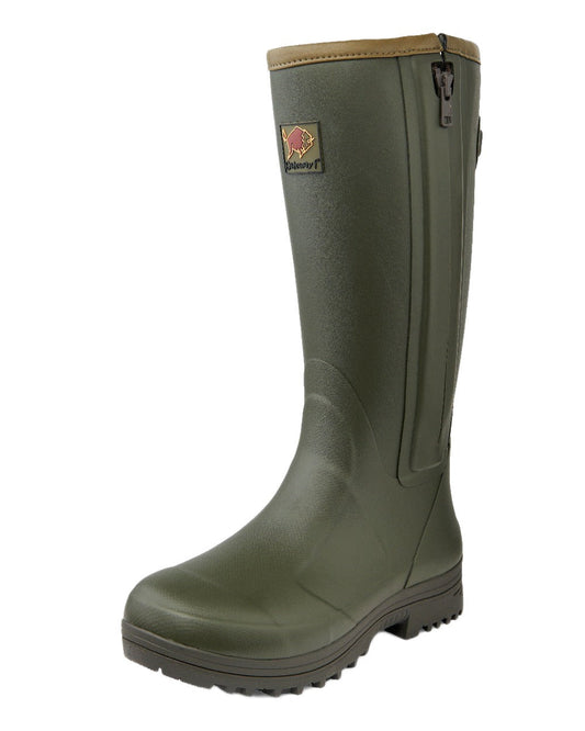 Dark Olive Coloured Gateway1 Pheasant Game Lady 17" 5mm Side-Zip Wellingtons on white background #colour_dark-olive
