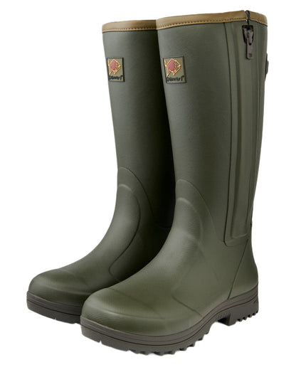 Dark Olive Coloured Gateway1 Pheasant Game Lady 17" 5mm Side-Zip Wellingtons on white background #colour_dark-olive