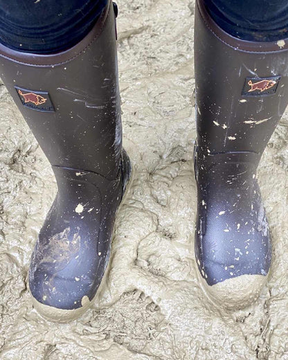 Dark Brown Coloured Gateway1 Pheasant Game Lady 17" 5mm Wellingtons on outdoor background #colour_dark-brown