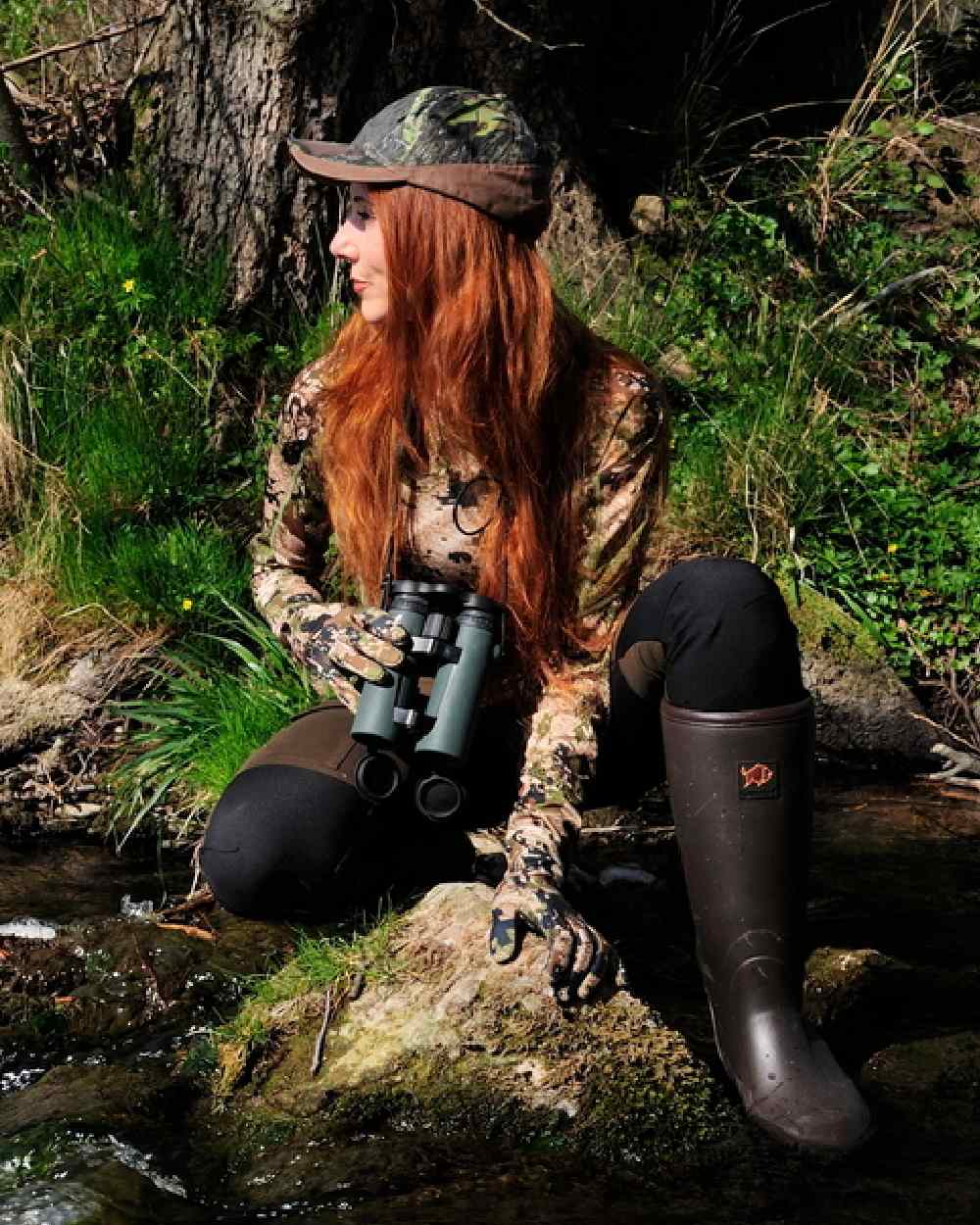 Dark Brown Coloured Gateway1 Pheasant Game Lady 17" 5mm Wellingtons on outdoor background #colour_dark-brown