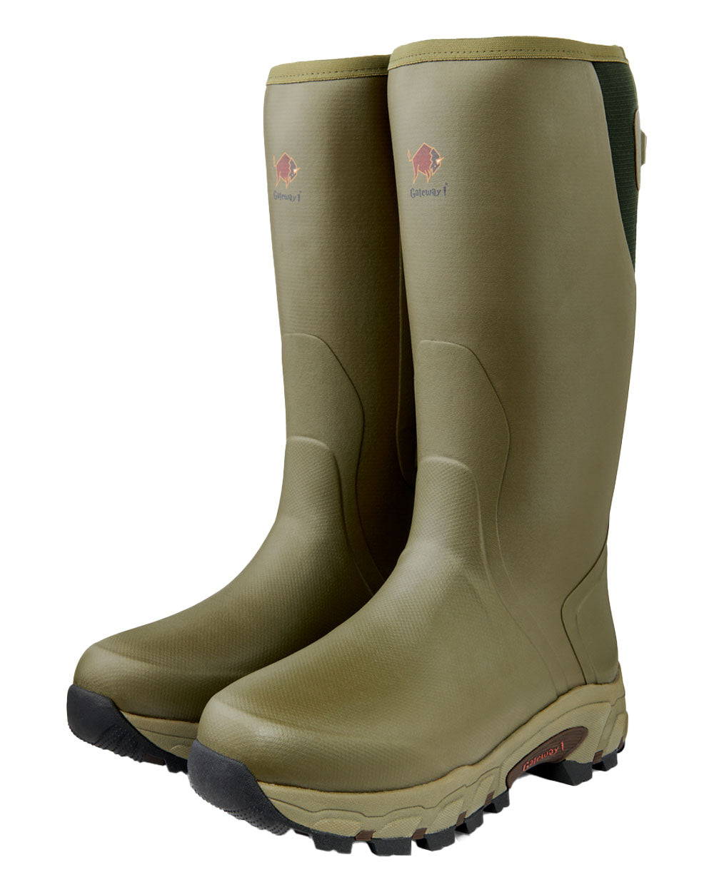 Olive coloured Gateway1 Pro Shooter 18" 7mm Wellingtons on White background #colour_olive