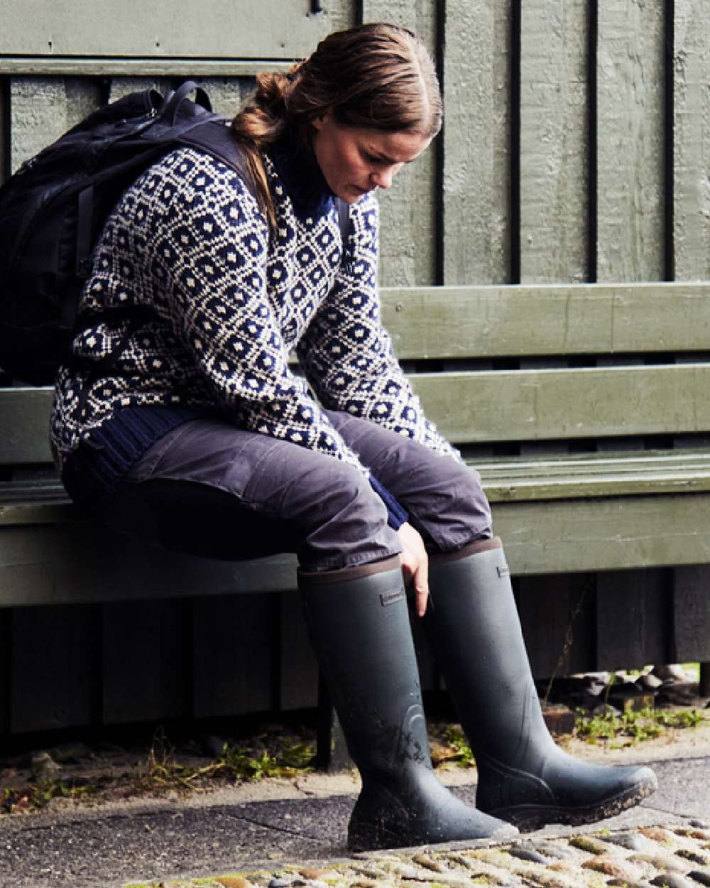 Khaki Coloured Gateway1 Sportsman II Lady 17" 4mm Wellingtons on outdoor background #colour_khaki