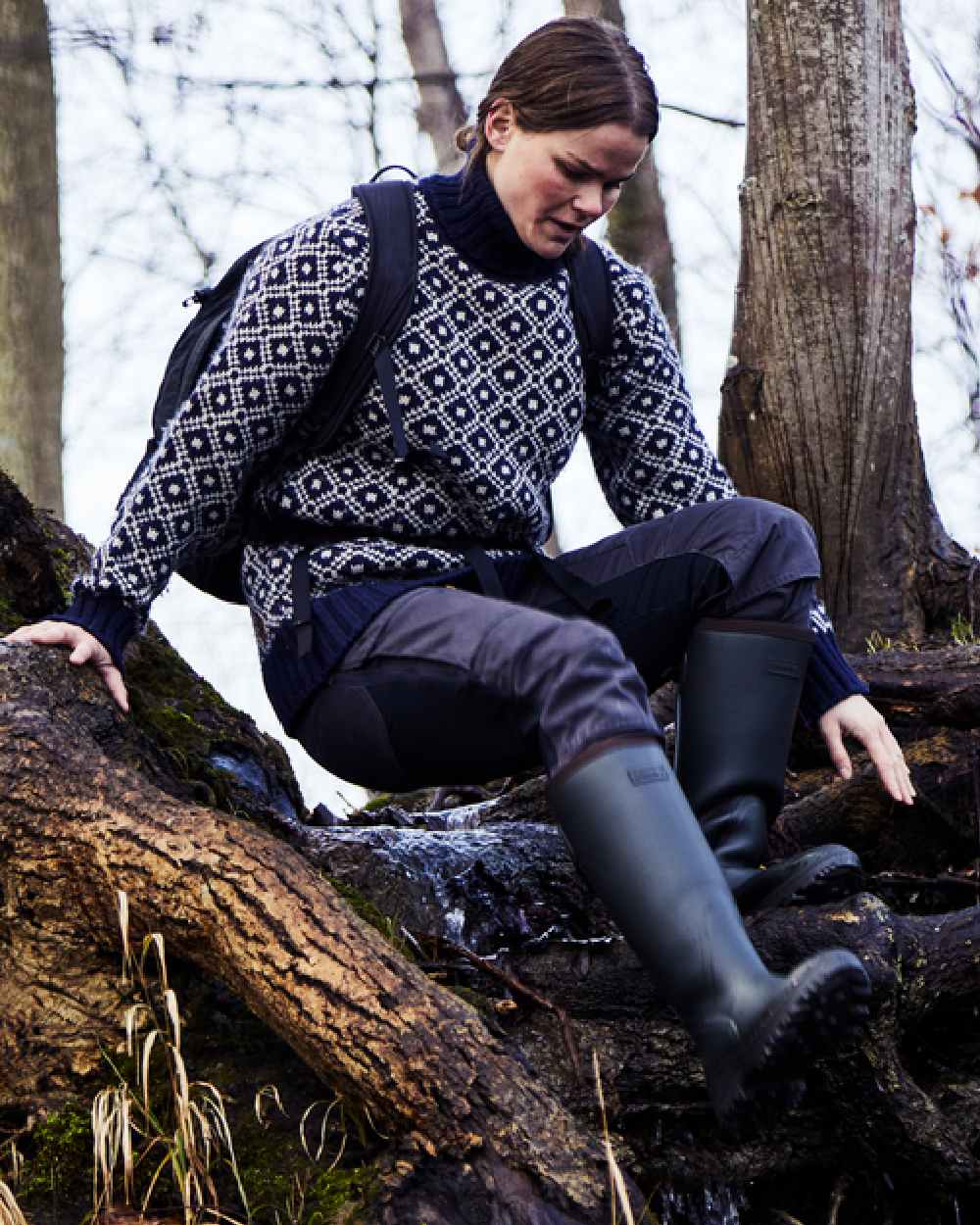 Khaki Coloured Gateway1 Sportsman II Lady 17" 4mm Wellingtons on outdoor background #colour_khaki