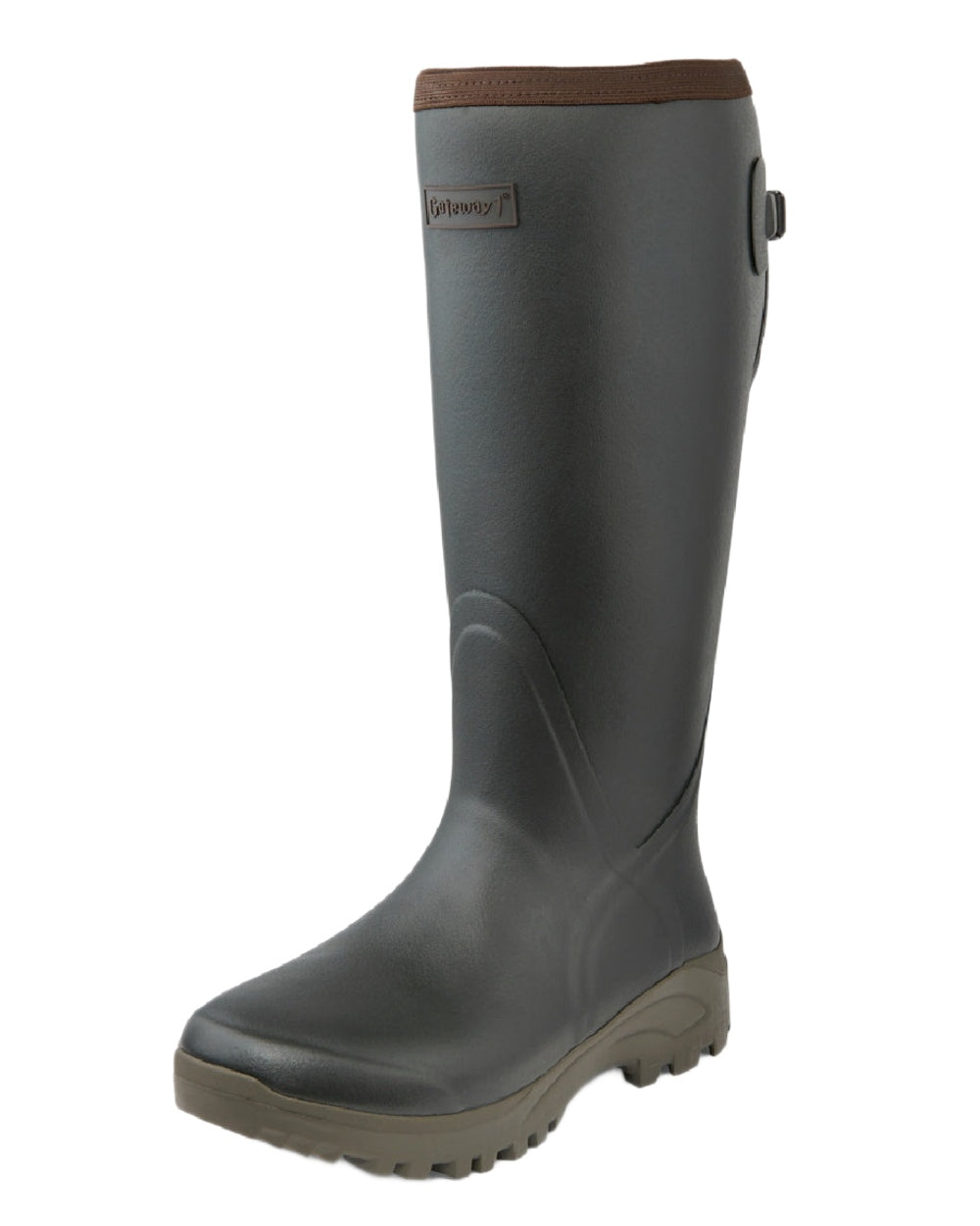 Khaki Coloured Gateway1 Sportsman II Lady 17" 4mm Wellingtons on white background #colour_khaki
