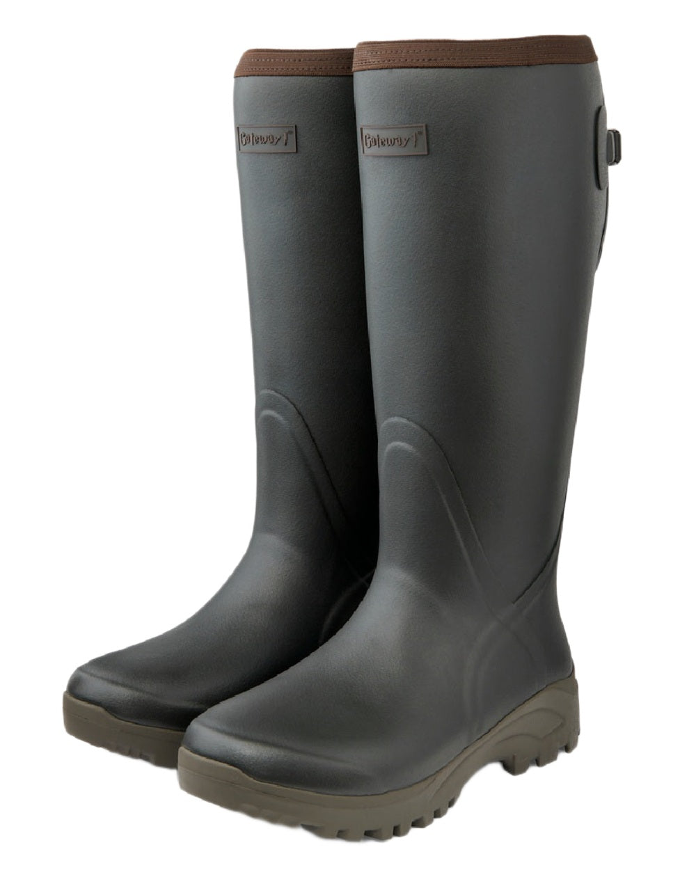 Khaki Coloured Gateway1 Sportsman II Lady 17" 4mm Wellingtons on white background #colour_khaki
