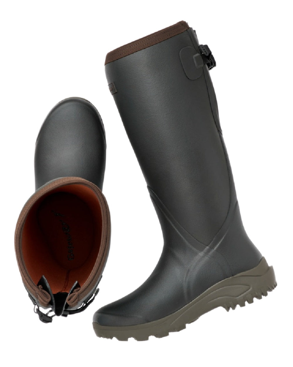 Khaki Coloured Gateway1 Sportsman II Lady 17" 4mm Wellingtons on white background #colour_khaki