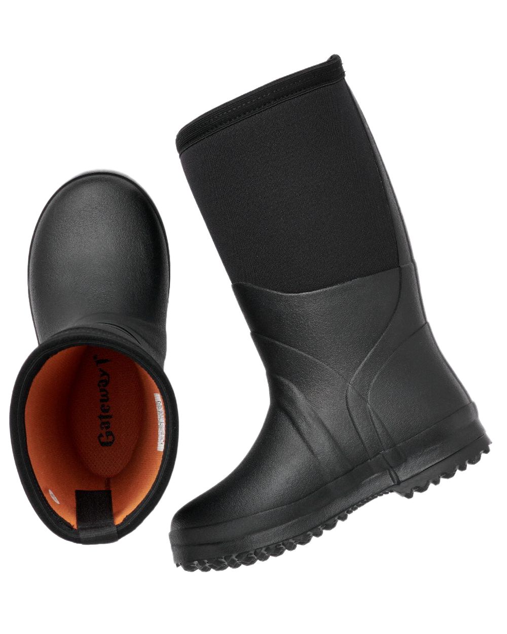 Black Coloured Gateway1 Wetland Master Kids 12 7mm Wellingtons on white background #colour_black