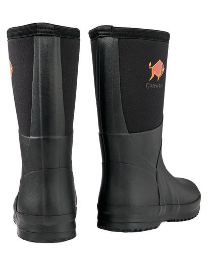 Black Coloured Gateway1 Wetland Master Kids 12 7mm Wellingtons on white background #colour_black