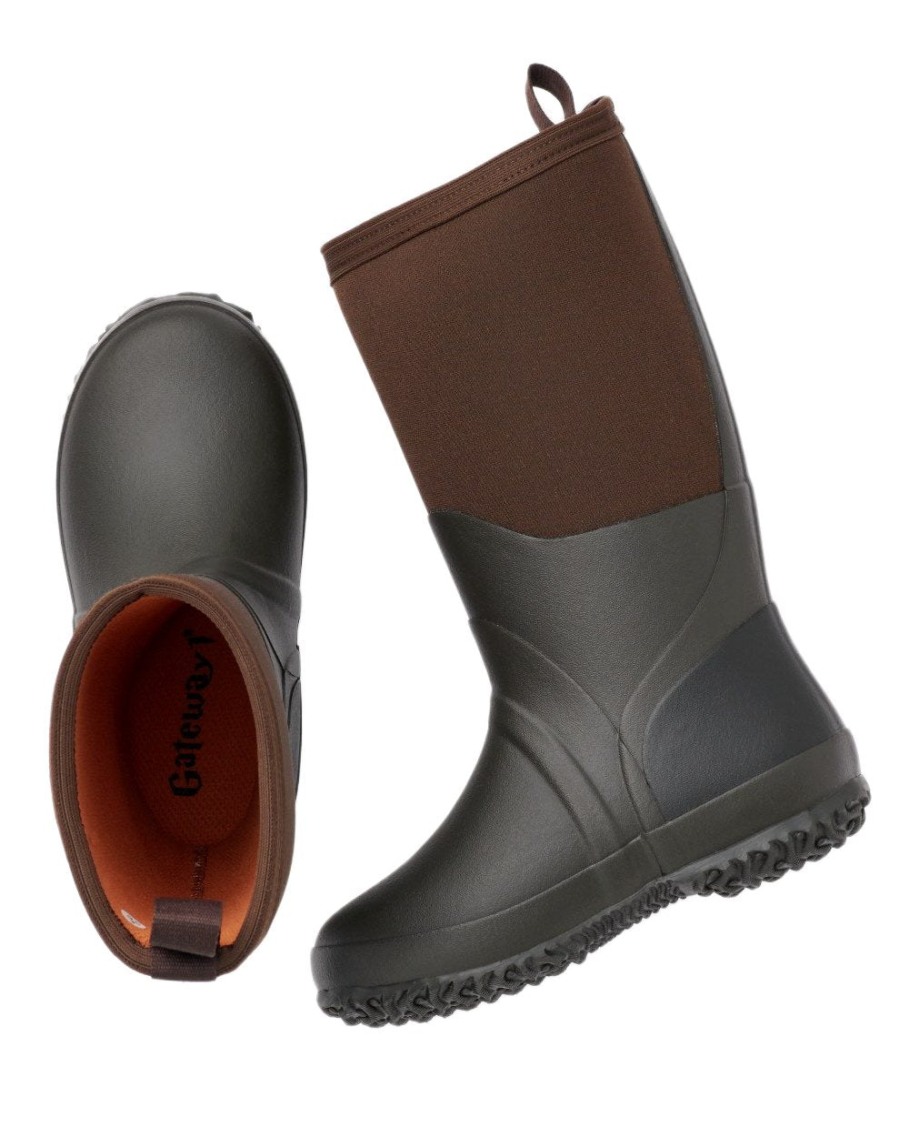 Dark Brown Coloured Gateway1 Wetland Master Kids 12 7mm Wellingtons on white background #colour_dark-brown