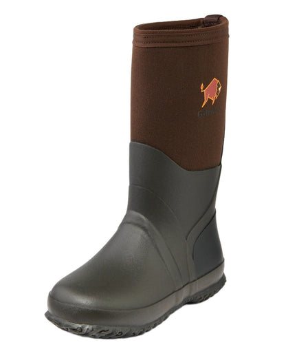 Dark Brown Coloured Gateway1 Wetland Master Kids 12 7mm Wellingtons on white background #colour_dark-brown