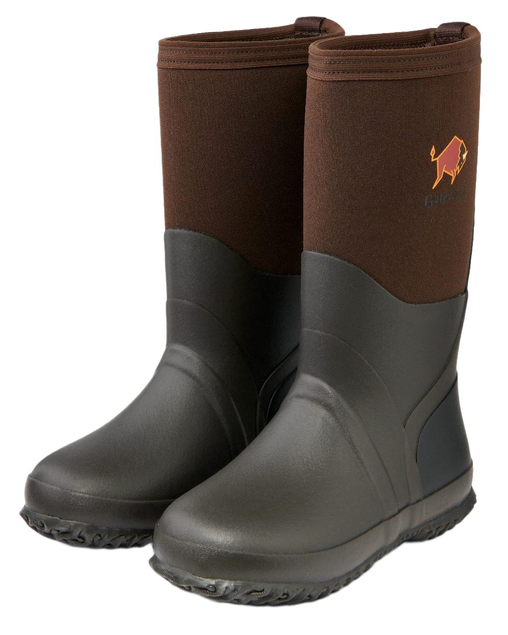 Dark Brown Coloured Gateway1 Wetland Master Kids 12 7mm Wellingtons on white background #colour_dark-brown