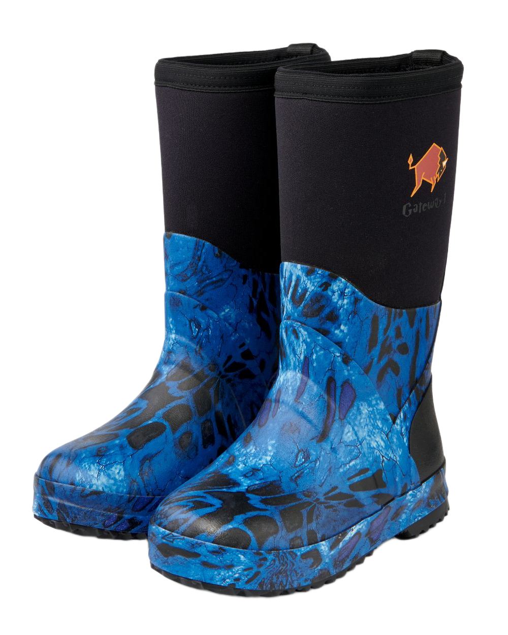 Prym1 Shore Line Blue Coloured Gateway1 Wetland Master Kids 12 7mm Wellingtons on white background #colour_prym1-shore-line-blue