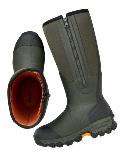 Dark Green Coloured Gateway1 Woodbeater 18" 7mm Side Zip Wellingtons on white background #colour_dark-green