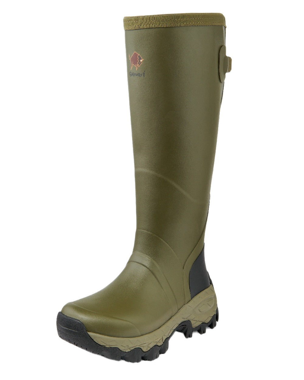 Olive Coloured Gateway1 Woodstalker Lady 17" Wellingtons on white background #colour_olive