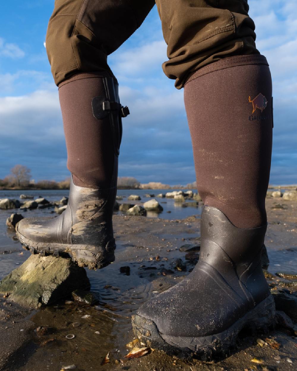 Dark Brown coloured Gateway1 Woodwalker Lady 17" 4mm Wellingtons on outdoor background #colour_dark-brown