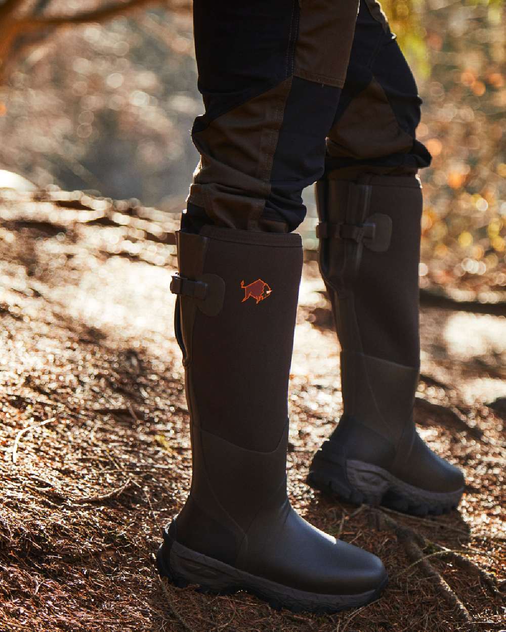 Dark Brown coloured Gateway1 Woodwalker Lady 17" 4mm Wellingtons on outdoor background #colour_dark-brown