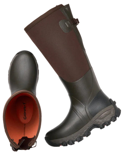 Dark Brown coloured Gateway1 Woodwalker Lady 17" 4mm Wellingtons on White background #colour_dark-brown