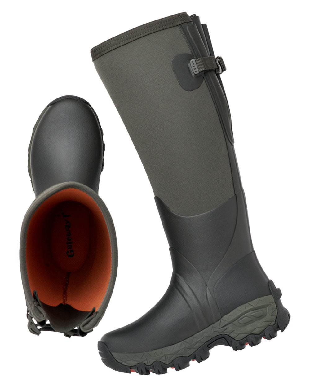 Forest coloured Gateway1 Woodwalker Lady 17" 4mm Wellingtons on White background #colour_forest