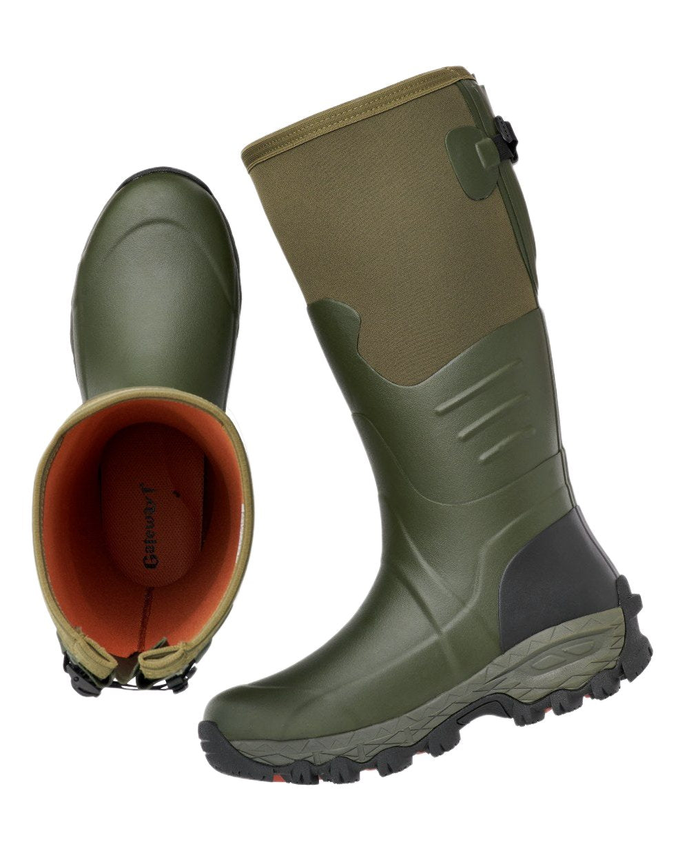 Khaki Coloured Gateway1 Woodwalker Wide 18" 4mm Wellingtons on white background #colour_khaki
