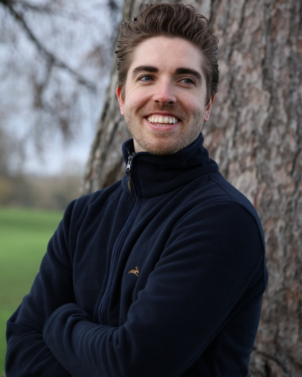 Midnight Coloured Harehill Birtles Fleece Jacket on outdoor background #colour_midnight