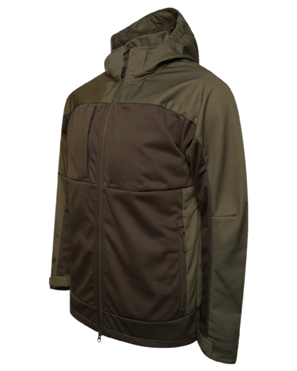 Forest Shade coloured Harehill Ridgegate Active Hybrid Jacket on white background #colour_forest-shade