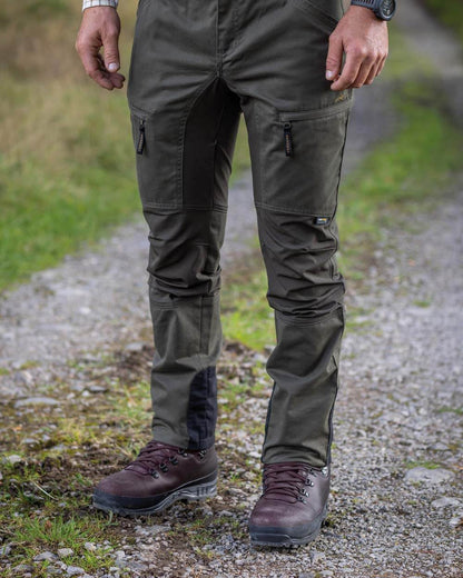Forest Shade Coloured Harehill Ridgegate Shooting Trousers on outdoor background #colour_forest-shade