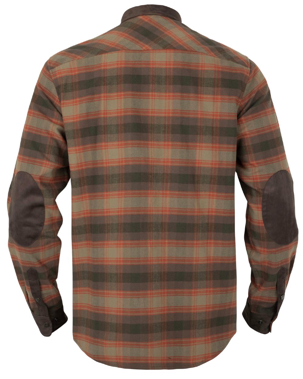Autumn Orange Check coloured Harkila Aivak Long Sleeved Shirt on white background #colour_autumn-orange-check