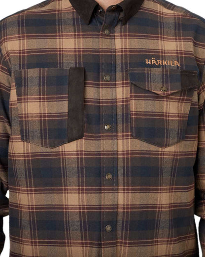Burgundy Coloured Harkila Aivak Long Sleeved Shirt on white background #colour_burgundy