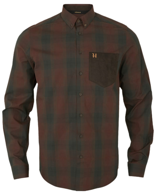 Burgundy Coloured Harkila Akkan Shirt on white background #colour_burgundy