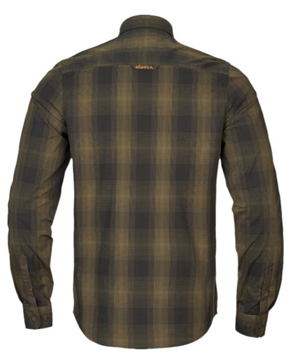 Willow Green Shadow Brown Coloured Harkila Akkan Shirt on white background #colour_willow-green-shadow-brown