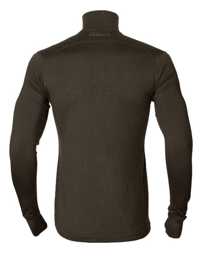 Shadow Brown Coloured Harkila All Season Half Zip Base Layer on white background #colour_shadow-brown