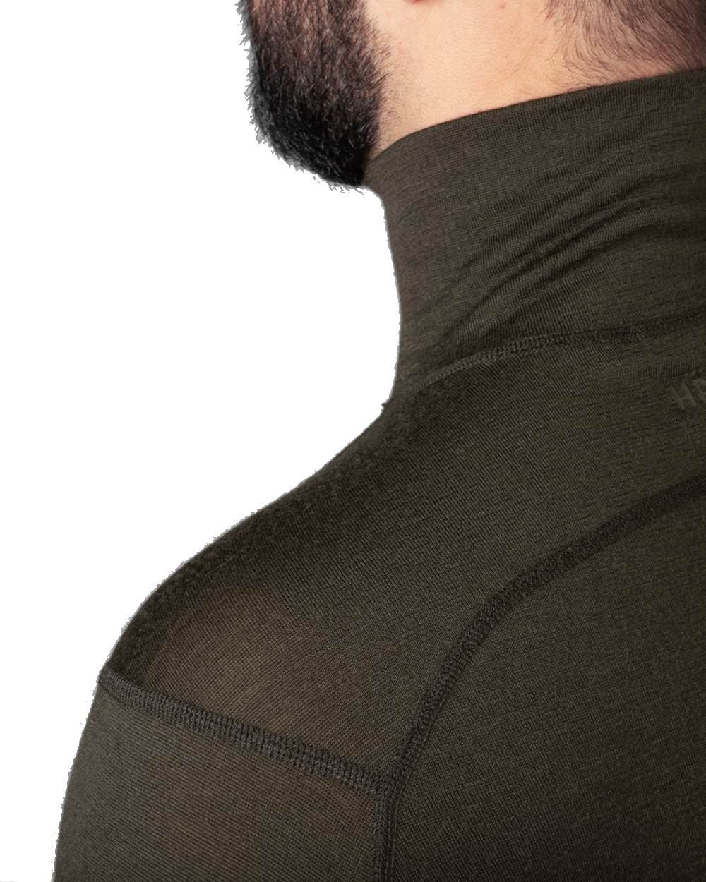 Shadow Brown Coloured Harkila All Season Half Zip Base Layer on white background #colour_shadow-brown