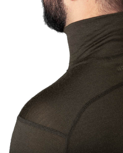 Shadow Brown Coloured Harkila All Season Half Zip Base Layer on white background #colour_shadow-brown