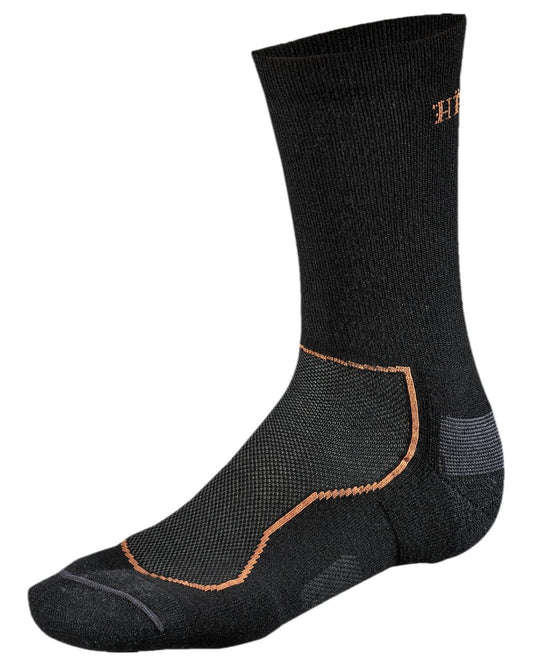 Black Coloured Harkila All Season Wool II Sock on white background #colour_black