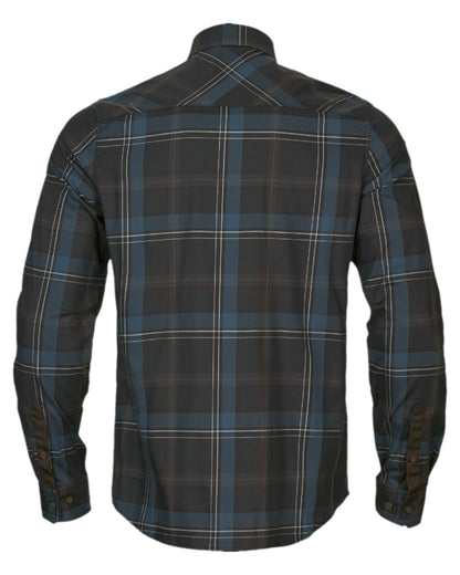 Dark Navy Coloured Harkila Anker Long Sleeve Shirt on white background #colour_dark-navy