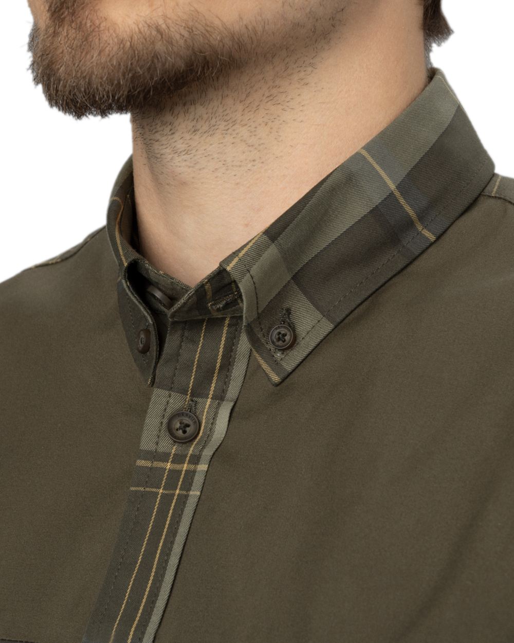 Willow Green Coloured Harkila Anker Long Sleeve Shirt on white background #colour_willow-green