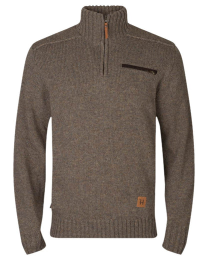 Dark Sand Coloured Harkila Annaboda 2.0 HSP Knit Pullover on white background #colour_dark-sand