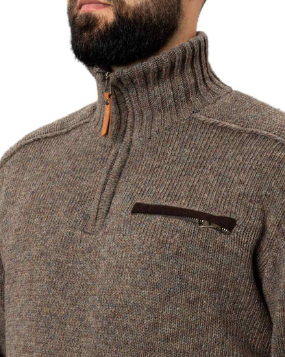 Dark Sand Coloured Harkila Annaboda 2.0 HSP Knit Pullover on white background #colour_dark-sand