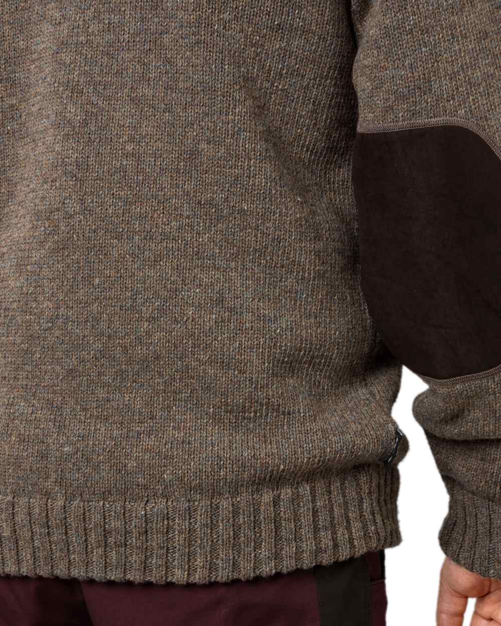 Dark Sand Coloured Harkila Annaboda 2.0 HSP Knit Pullover on white background #colour_dark-sand