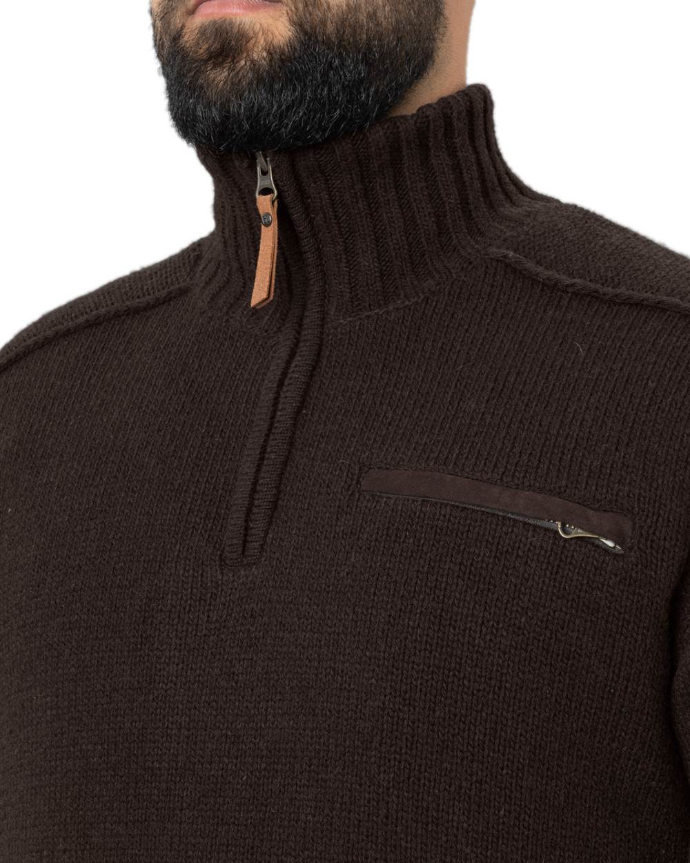 Demitasse Brown Coloured Harkila Annaboda 2.0 HSP Knit Pullover on white background #colour_demitasse-brown
