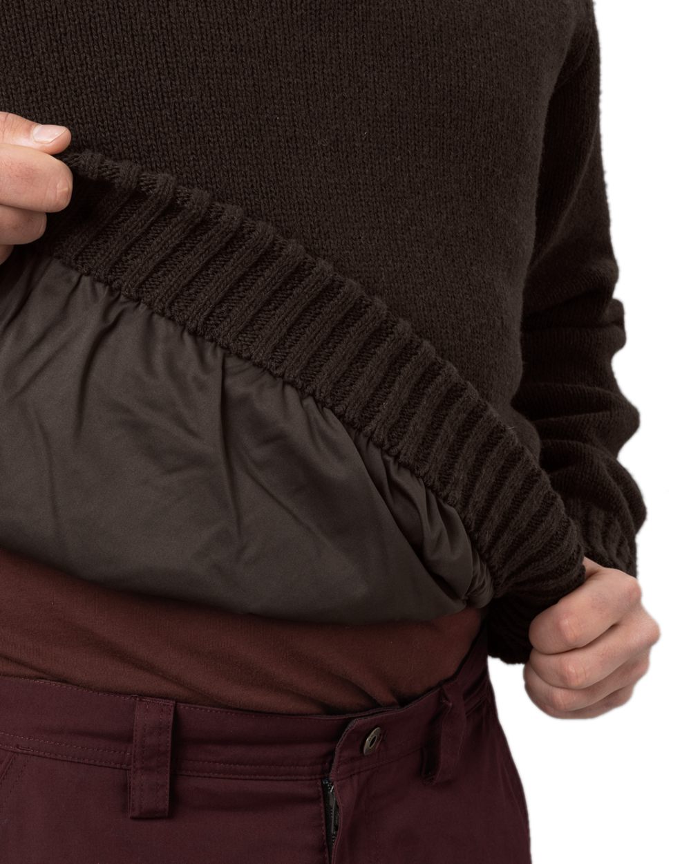 Demitasse Brown Coloured Harkila Annaboda 2.0 HSP Knit Pullover on white background #colour_demitasse-brown