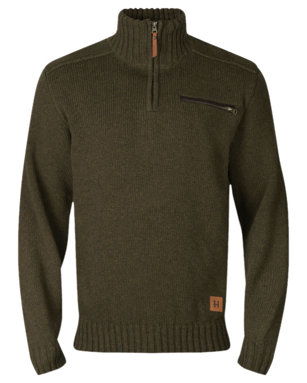 Willow Green Coloured Harkila Annaboda 2.0 HSP Knit Pullover on white background #colour_willow-green