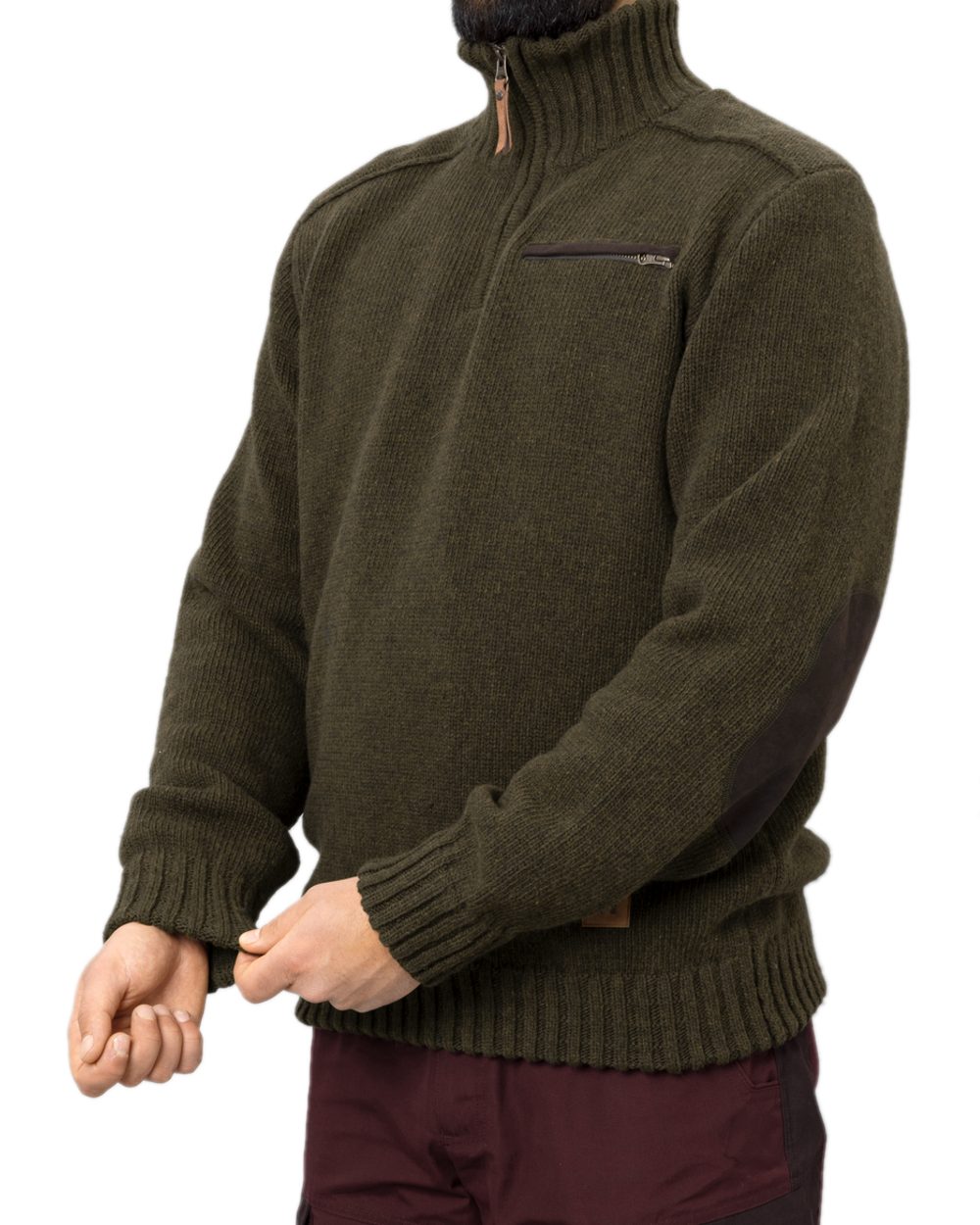 Willow Green Coloured Harkila Annaboda 2.0 HSP Knit Pullover on white background #colour_willow-green