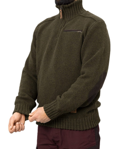 Willow Green Coloured Harkila Annaboda 2.0 HSP Knit Pullover on white background #colour_willow-green