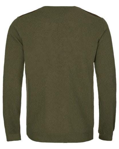 Olive Coloured Harkila Arran Pullover on white background #colour_olive