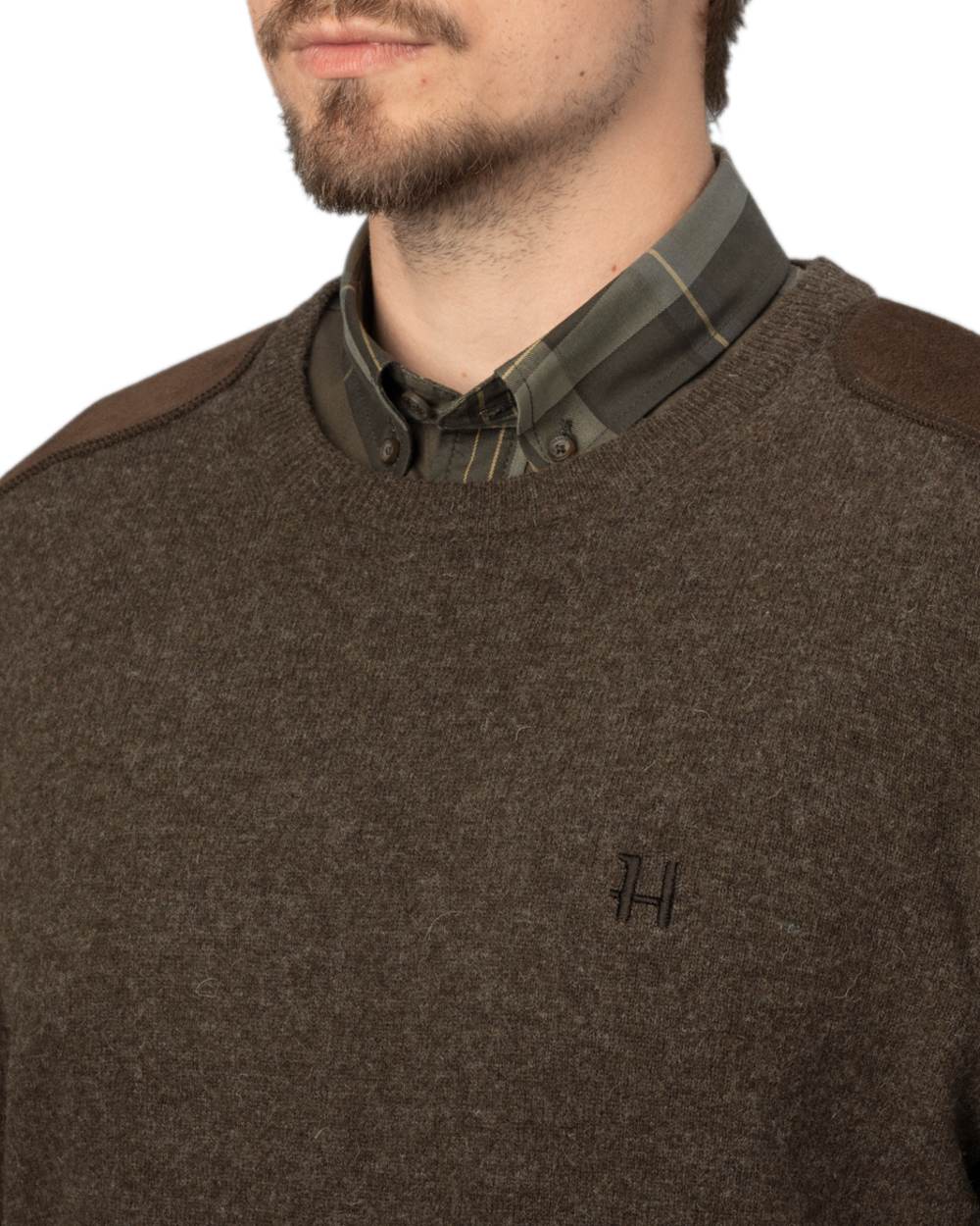 Slate Brown Coloured Harkila Arran Pullover on white background #colour_slate-brown
