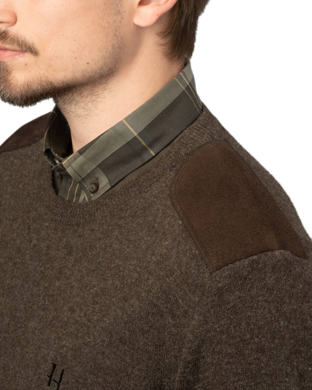 Slate Brown Coloured Harkila Arran Pullover on white background #colour_slate-brown