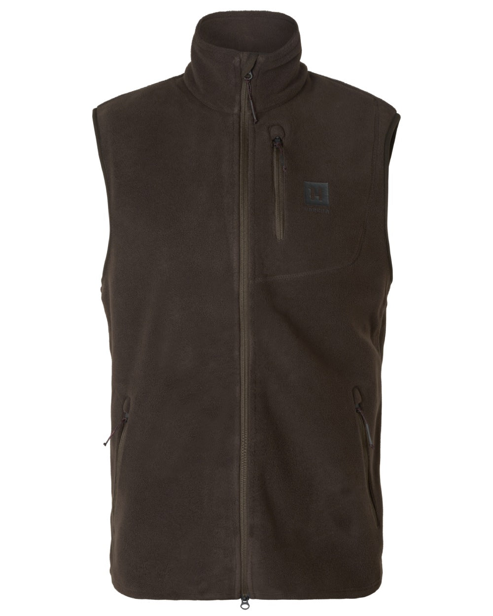 Shadow Brown Coloured Harkila Aspire Fleece Waistcoat on white background #colour_shadow-brown