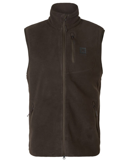 Shadow Brown Coloured Harkila Aspire Fleece Waistcoat on white background #colour_shadow-brown
